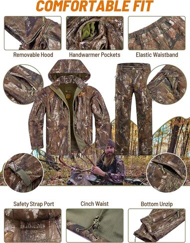 NEW VIEW Silent Camo Hunting Clothes for Men, Fleece-Lined Hunting Jacket and Pants, Warm and Water Resistant in Saudi Arabia