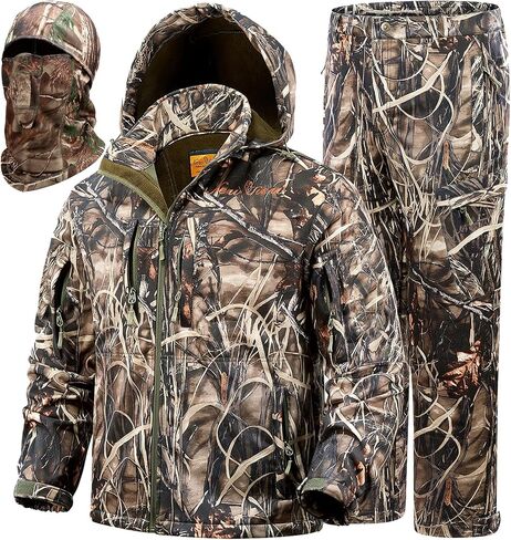 NEW VIEW Silent Camo Hunting Clothes for Men, Fleece-Lined Hunting Jacket and Pants, Warm and Water Resistant in Saudi Arabia