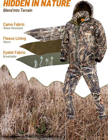 NEW VIEW Silent Camo Hunting Clothes for Men, Fleece-Lined Hunting Jacket and Pants, Warm and Water Resistant in Saudi Arabia