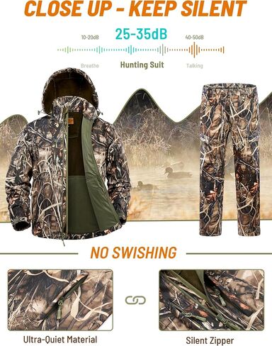 NEW VIEW Silent Camo Hunting Clothes for Men, Fleece-Lined Hunting Jacket and Pants, Warm and Water Resistant in Saudi Arabia