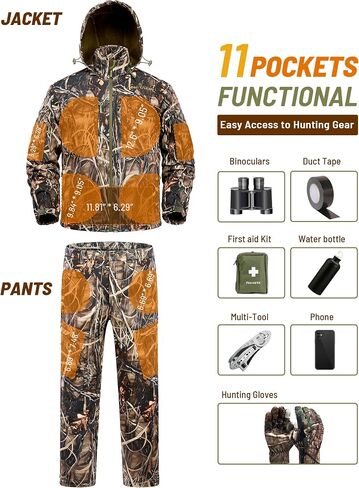 NEW VIEW Silent Camo Hunting Clothes for Men, Fleece-Lined Hunting Jacket and Pants, Warm and Water Resistant in Saudi Arabia