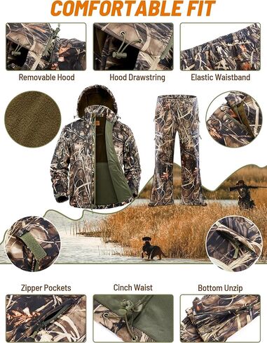 NEW VIEW Silent Camo Hunting Clothes for Men, Fleece-Lined Hunting Jacket and Pants, Warm and Water Resistant in Saudi Arabia