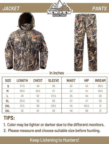 NEW VIEW Silent Camo Hunting Clothes for Men, Fleece-Lined Hunting Jacket and Pants, Warm and Water Resistant in Saudi Arabia