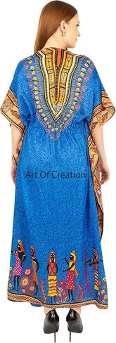 Art of Creation Women's Casual Polyster Long Kaftan Dress Maxi Caftan Dress Gown Top Night Dress (Free Size Adjustable) in Kuwait