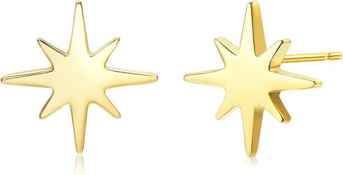 18K Gold Plated Sterling Silver North Star Stud Earrings Gold Earrings in Kuwait