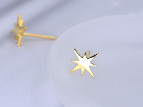 18K Gold Plated Sterling Silver North Star Stud Earrings Gold Earrings in Kuwait