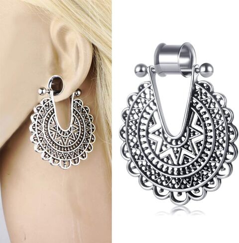 8 أزواج من الفولاذ البحري المرأة استرخى المقاييس الأذن أنفاق المقابس سيليكون أوبال حجر الفيروز أقراط خشبية مقاييس القط الأسود 2G-5/8 in Kuwait