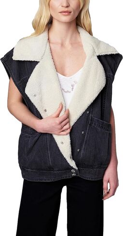 [BLANKNYC] Womens Luxury Clothing Denim and Sherpa Oversized Vest, Comfortable & Stylish in Saudi Arabia