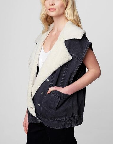 [BLANKNYC] Womens Luxury Clothing Denim and Sherpa Oversized Vest, Comfortable & Stylish in Saudi Arabia