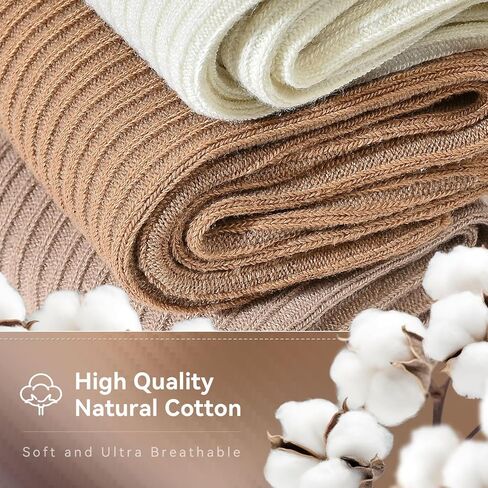 IRAMY Women's Neutral Cotton Crew Socks - Cute and Casual Athletic Style for Granola Aesthetic Enthusiasts in Kuwait