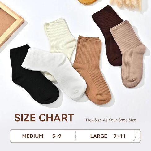 IRAMY Women's Neutral Cotton Crew Socks - Cute and Casual Athletic Style for Granola Aesthetic Enthusiasts in Kuwait