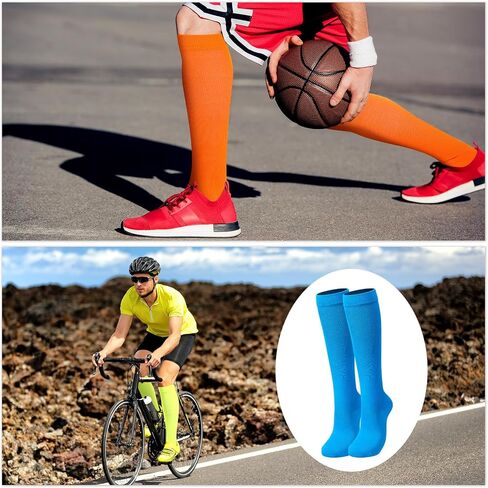 Bunnycool 10 Pairs Neon over the Calf Socks Long Tube Socks Sports Training Socks Athletic Socks Unisex Neon Socks Bulk for Women Men Knee High Socks, 5 Colors in Saudi Arabia