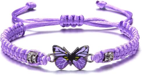 COLORFUL BLING Butterfly Charm Bracelets Adjustable Hand Woven String Bracelets BFF Gift for Teens Girls in Saudi Arabia