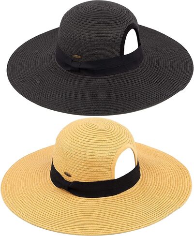 Funky Junque Women’s Ponytail Messy Bun UPF 50 Embroidered Adjustable Beach Sun Hat in Saudi Arabia
