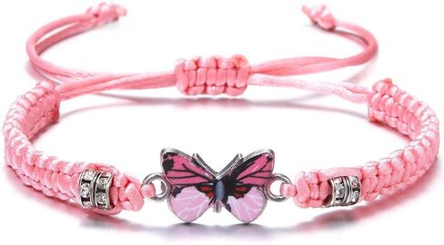 COLORFUL BLING Butterfly Charm Bracelets Adjustable Hand Woven String Bracelets BFF Gift for Teens Girls in Saudi Arabia