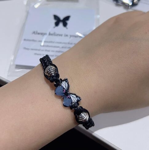 COLORFUL BLING Butterfly Charm Bracelets Adjustable Hand Woven String Bracelets BFF Gift for Teens Girls in Saudi Arabia