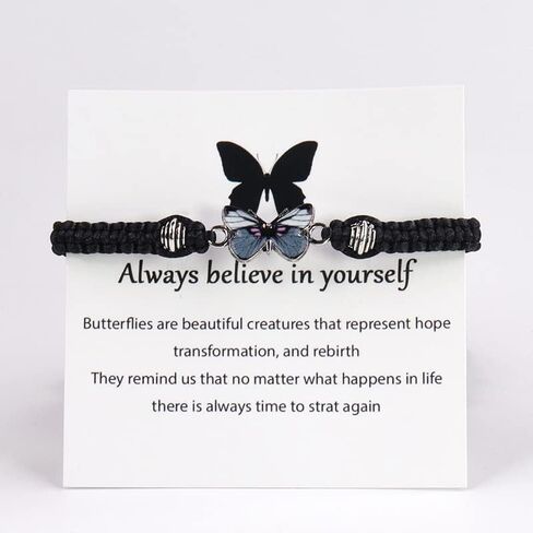 COLORFUL BLING Butterfly Charm Bracelets Adjustable Hand Woven String Bracelets BFF Gift for Teens Girls in Saudi Arabia