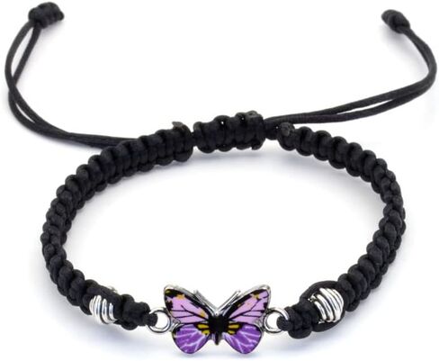 COLORFUL BLING Butterfly Charm Bracelets Adjustable Hand Woven String Bracelets BFF Gift for Teens Girls in Saudi Arabia