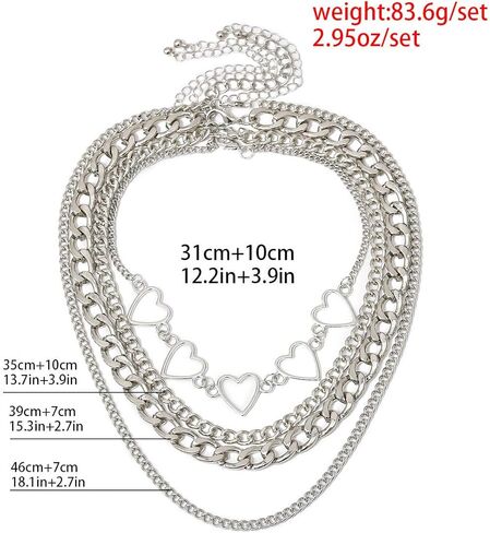 MGGFBLEY Egirl Jewelry Egirl Lock Chain Necklace Statement Lock Key Pendant Necklace Silver Set Eboy Long Multilayer Chains Punk Choker in Kuwait