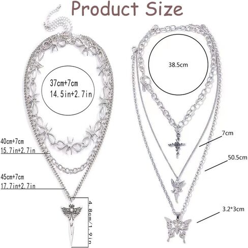 Z-Jeris 10 Pcs Grunge Necklace Set Goth Cross Fairy Thorns Gothic Butterfly Angel Wing Love Heart Feather Chain Choker Necklace for Women Teen Girl in Kuwait