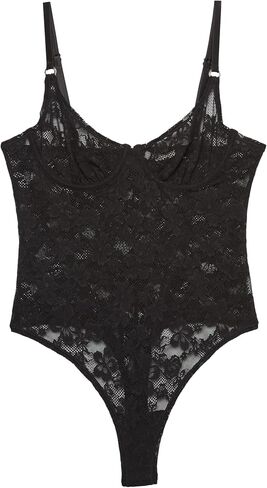 Fleur du Mal Women's Le Stretch Multifit Lace Thong Bodysuit in Saudi Arabia