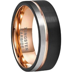 TUTISS 8mm Two Colors Plated Tungsten Rings for Men Women Fashion Engagement Wedding Bands Brushed Finish Offset Line Comfort Fit in Kuwait