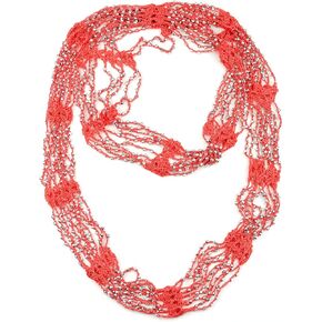 NYFASHION101 Silver-Tone Beaded Skinny Fishnet Infinity Loop Scarf