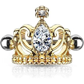 Pierced Owl 16GA Stainless Steel Tear Drop CZ Crystal Tiara Cartilage Helix Cuff Earring