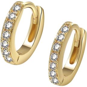 CZ Minimalist Tiny Small Hoop Earrings for Women Girls Gold Silver Plated Cubic Zirconia Polished Mini Cartilage Huggie Hoops Cartilage Cuff Helix Wrap Hypoallergenic Dainty Christmas Jewelry Gifts 6mm
