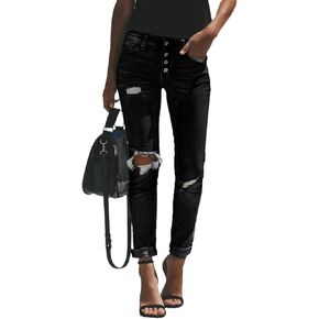 cordat Women's Ripped Boyfriend Denim Pants Judy Blue Stretch Skinny Jeans