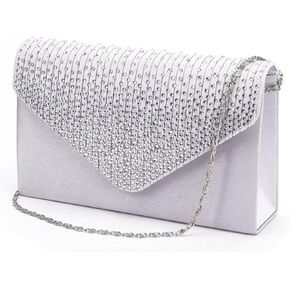 U-Story Women's Rhinestone Satin Frosted Evening Wedding Clutch Bag Handbag Purse