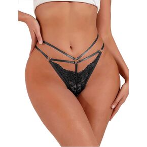 Milumia Women Sexy Panties Criss Cross Cut Out Lace Underwear Cheeky Briefs Strappy Bikini Hipsters