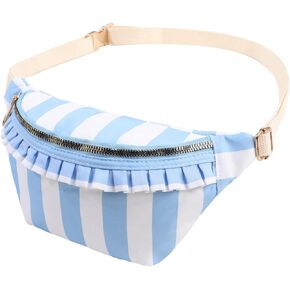 Belt Bag for Women Gingham Ruffle Crossbody Fanny Pack with Adjustable Strap,Fashion Waist Pack Bag Bum bag for Traveling Hiking Cycling Running Casual (Rainbow Plaid)