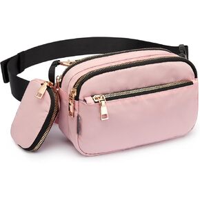 Newshows Fanny Packs للنساء والرجال، حقيبة حزام صغيرة، حقيبة كروس مع جيوب متعددة، حزام خصر صغير قابل للتعديل للسفر والتسوق والمشي لمسافات طويلة والسفر وركوب الدراجات (بيج) in Kuwait