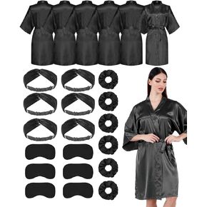 مجموعة أرواب حفلات الزفاف المكونة من 24 قطعة من SEALINF، أرواب كيمونو من الساتان مع قناع عين للنوم وحلقة شعر مرنة لعصابة الرأس in Kuwait