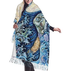 Zewasiil Scarf Art Vintage Floral Womens Fall Winter Cashmere Feel Scarf Large Long Shawl Wrap Soft Warm Big Scarves