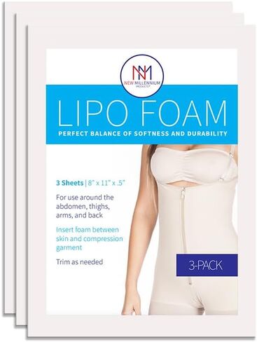 New Millennium 240 Lipo Foam Sheets | for Post Surgery Recovery Compression Garments, Abdominal Boards, Fajas, Corsets & More | Reduce Bruising, Swelling, & Scarring from Liposuction, Tummy Tuck, BBL in Saudi Arabia