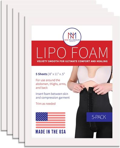 New Millennium 240 Lipo Foam Sheets | for Post Surgery Recovery Compression Garments, Abdominal Boards, Fajas, Corsets & More | Reduce Bruising, Swelling, & Scarring from Liposuction, Tummy Tuck, BBL in Saudi Arabia