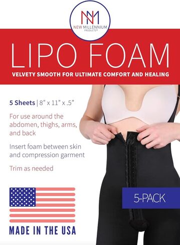 New Millennium 240 Lipo Foam Sheets | for Post Surgery Recovery Compression Garments, Abdominal Boards, Fajas, Corsets & More | Reduce Bruising, Swelling, & Scarring from Liposuction, Tummy Tuck, BBL in Saudi Arabia