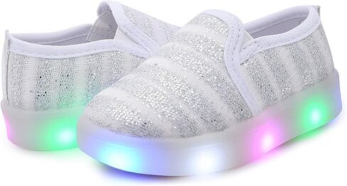حذاء Minibella للفتيات ذو الترتر المضيء سهل الارتداء حذاء كاجوال وامض LED حذاء رياضي مسطح (طفل صغير/طفل صغير) in Kuwait