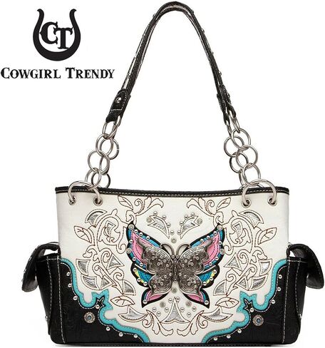 Western Style Spring Butterfly Flower Purse Women Country Handbag Rhinestone Stud Shoulder Bag Wallet Set in Kuwait