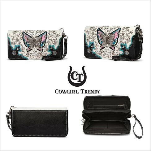 Western Style Spring Butterfly Flower Purse Women Country Handbag Rhinestone Stud Shoulder Bag Wallet Set in Kuwait