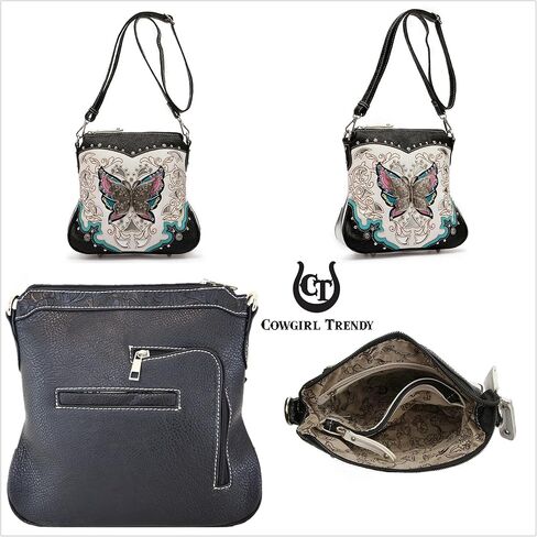 Western Style Spring Butterfly Flower Purse Women Country Handbag Rhinestone Stud Shoulder Bag Wallet Set in Kuwait