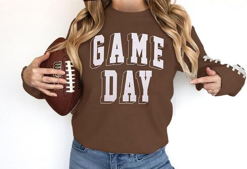 قميص نسائي من نوع Game Day، قميص رياضي لكرة القدم، قميص مطبوع عليه حروف وأكمام طويلة، قميص غير رسمي in Kuwait