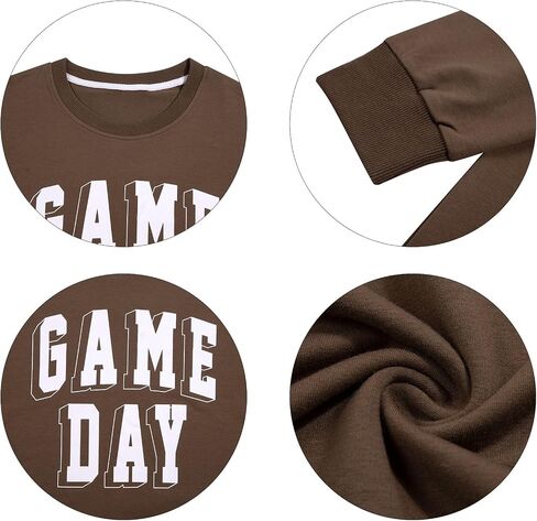 قميص نسائي من نوع Game Day، قميص رياضي لكرة القدم، قميص مطبوع عليه حروف وأكمام طويلة، قميص غير رسمي in Kuwait