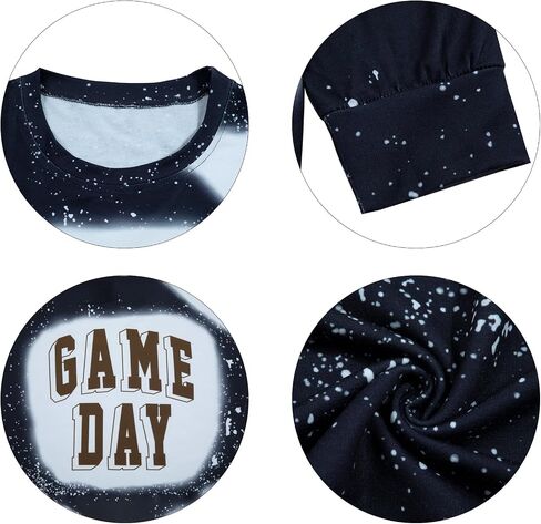 قميص نسائي من نوع Game Day، قميص رياضي لكرة القدم، قميص مطبوع عليه حروف وأكمام طويلة، قميص غير رسمي in Kuwait
