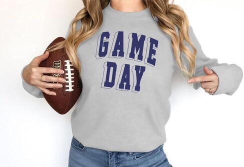 قميص نسائي من نوع Game Day، قميص رياضي لكرة القدم، قميص مطبوع عليه حروف وأكمام طويلة، قميص غير رسمي in Kuwait