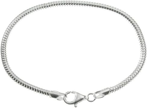 Queenberry Sterling Silver Snake Cable Bracelet with Lobster Clasp For European Bead Charms in Saudi Arabia
