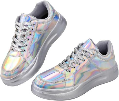 أحذية Padgene النسائية اللامعة ذات الأربطة ذات المنصة أحذية رياضية منخفضة الأعلى من الترتر أحذية تنس سباركلي حجر الراين لحفلات الزفاف أحذية مريحة مبطنة للمشي in Kuwait