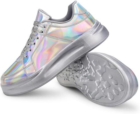 أحذية Padgene النسائية اللامعة ذات الأربطة ذات المنصة أحذية رياضية منخفضة الأعلى من الترتر أحذية تنس سباركلي حجر الراين لحفلات الزفاف أحذية مريحة مبطنة للمشي in Kuwait